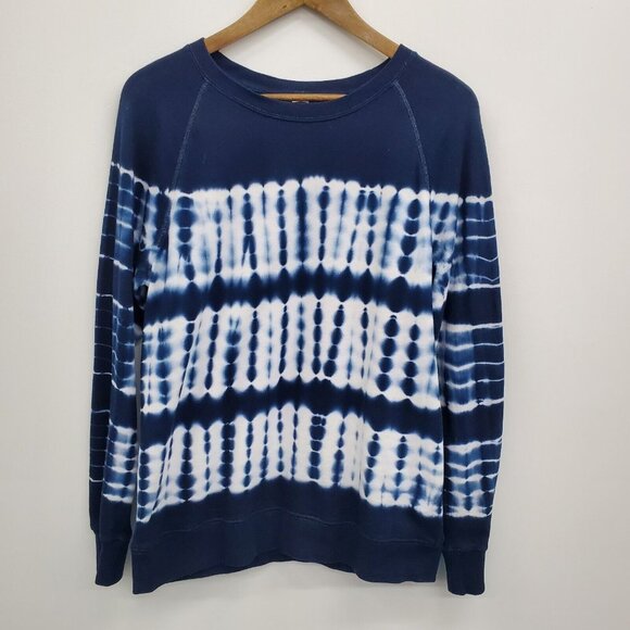 Old Navy Womens Tie Dye Crewneck Pullover Sweatshirt Navy White S Cotton Blend - Picture 1 of 9